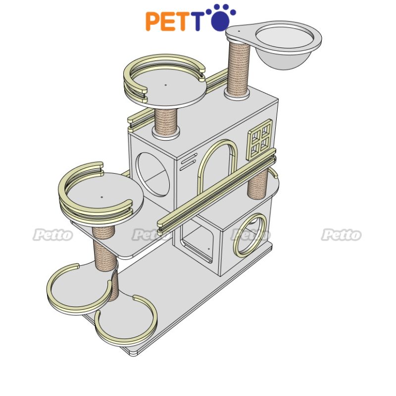 CAT TREE gỗ cho mèo gỗ Plywood màu trắng phù hợp mèo kích thước lớn CH077