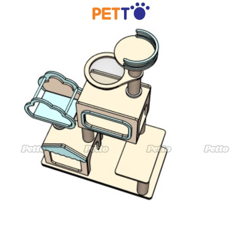CAT TREE mèo bằng gỗ Plywood màu be nhạt CH076
