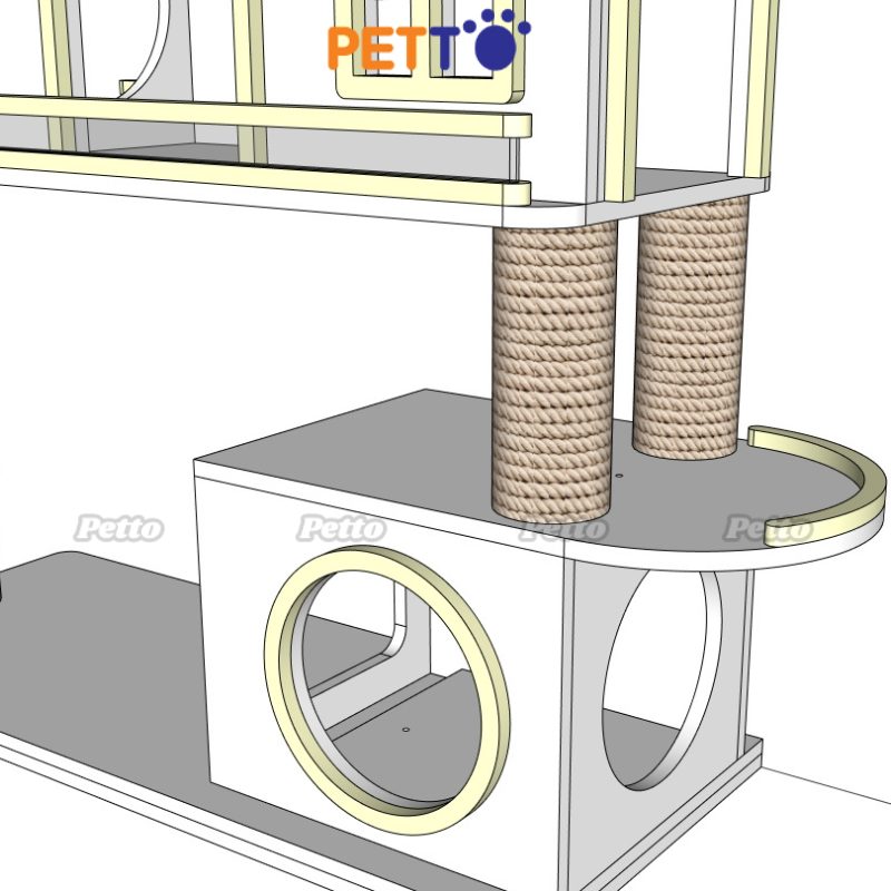 CAT TREEmèo gỗ Plywood màu trắng phù hợp mèo kích thước lớn CH077