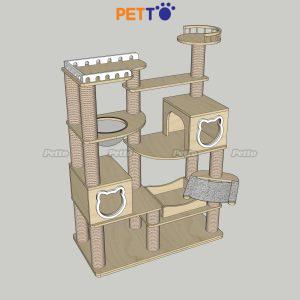 Cat tree cho mèo bằng gỗ Plywood nhiều tiện nghi CH079