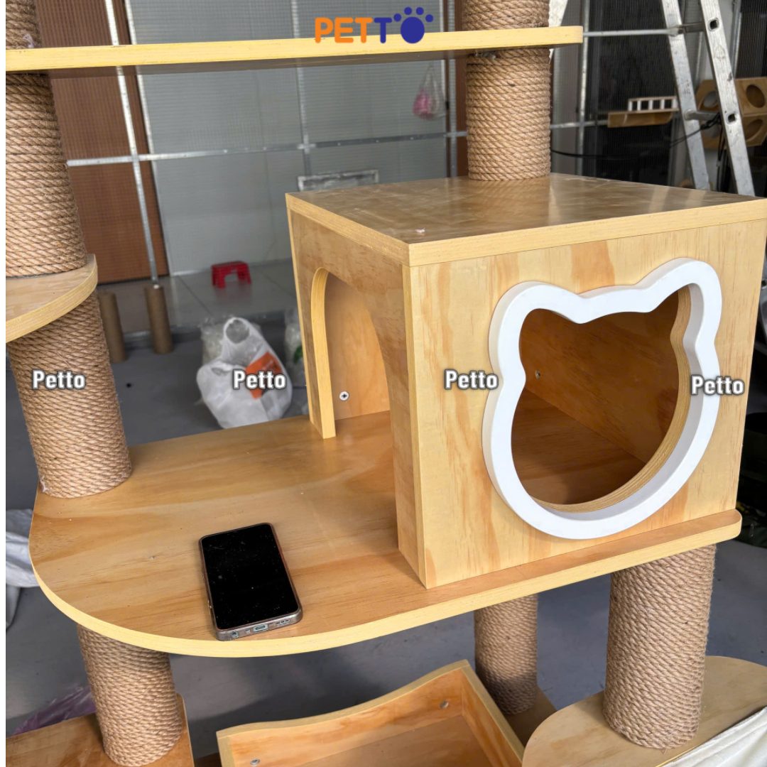 Cat tree mèo bằng gỗ Plywood nhiều tiện nghi CH079