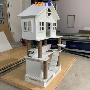 Nhà cây cho mèo bằng gỗ Plywood hình mái nhà CH060