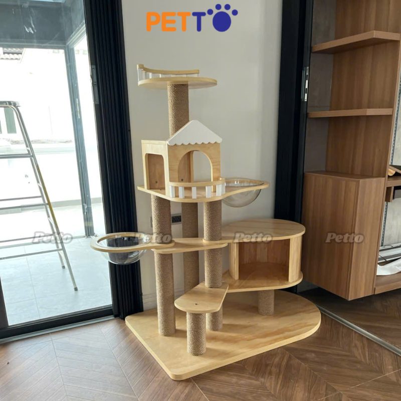 Nhà cây cho mèo bằng gỗ Plywood thích hợp mèo chân ngắn CH073