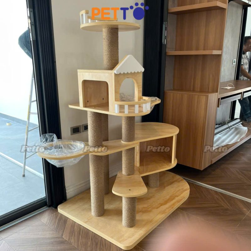 Nhà cây cho mèo bằng gỗ thích hợp mèo chân ngắn CH073