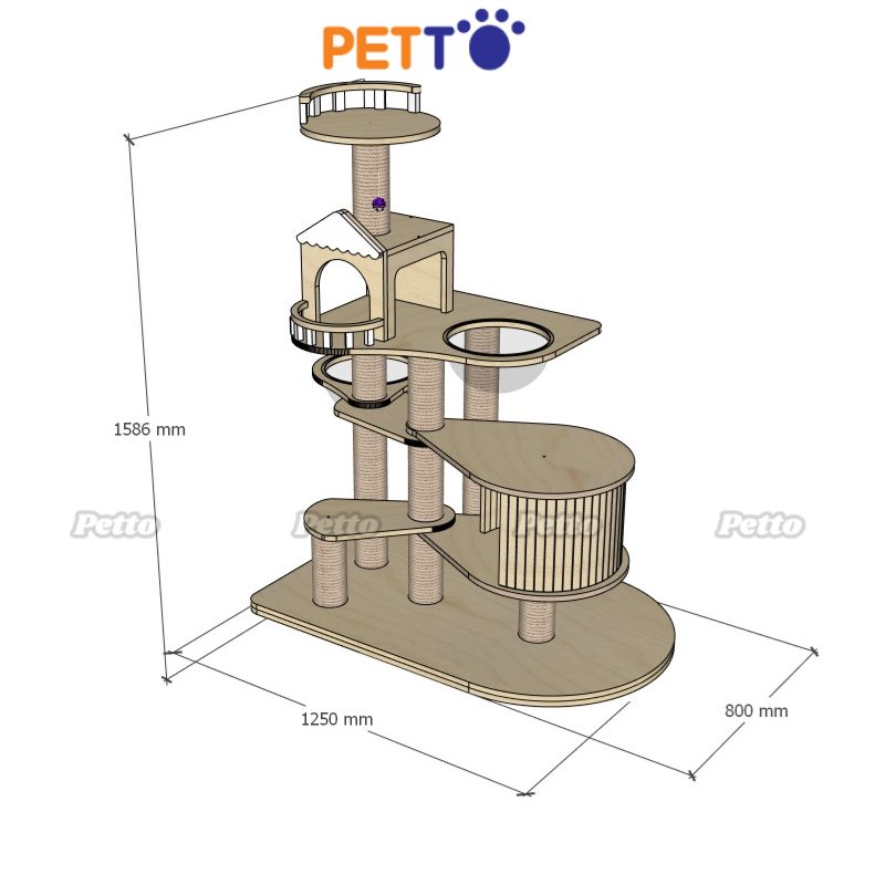 Nhà cây cho mèo làm bằng gỗ Plywood thích hợp mèo chân ngắn CH073