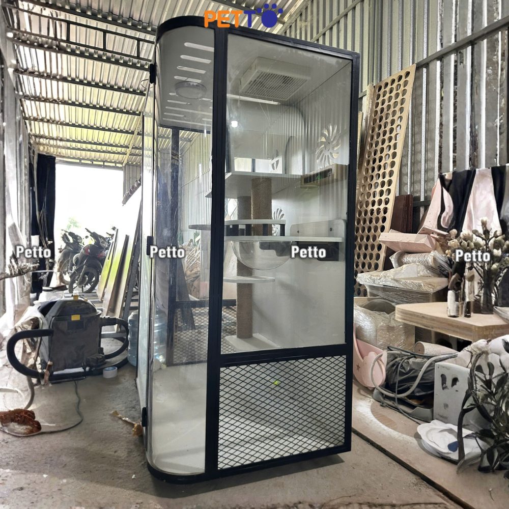 Tủ gỗ nuôi mèo Lux sắt kết hợp gỗ Plywood size Ngang 1200 800 1700mm CC299