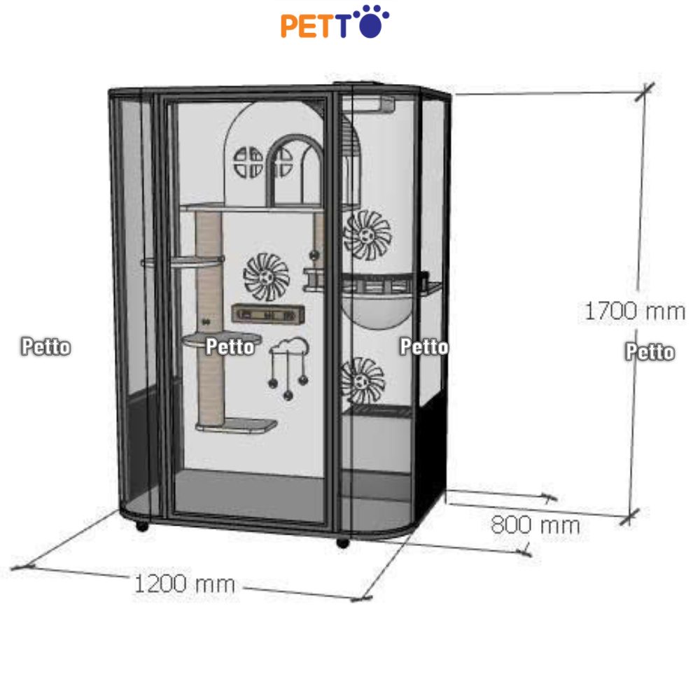Tủ nuôi mèo Lux sắt kết hợp gỗ Plywood size Ngang 1200 800 1700mm CC299