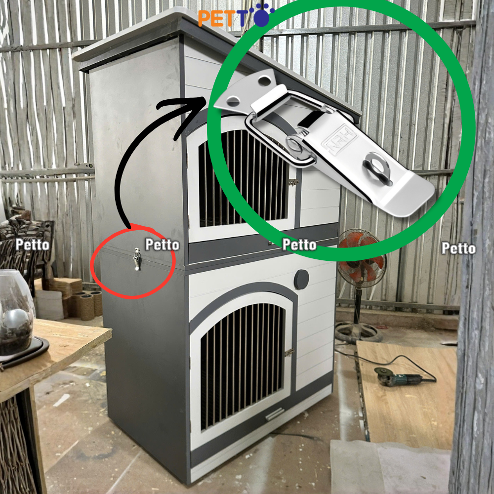 Chuồng gỗ cho chó kèm khay và sàn INOX 304 kích thước 1000mm x 650mm x 1700mm DH045 - Ảnh 2