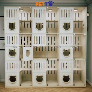 Chuồng mèo khách sạn MDF 9 phòng có thể thông nhau size 2400mm * 600mm * 2400mm CC327