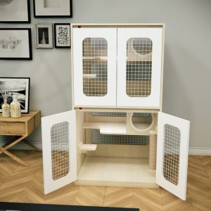 Chuồng mèo khách sạn gỗ MDF cửa lưới kích thước 800mm * 600mm * 1500mm CC318