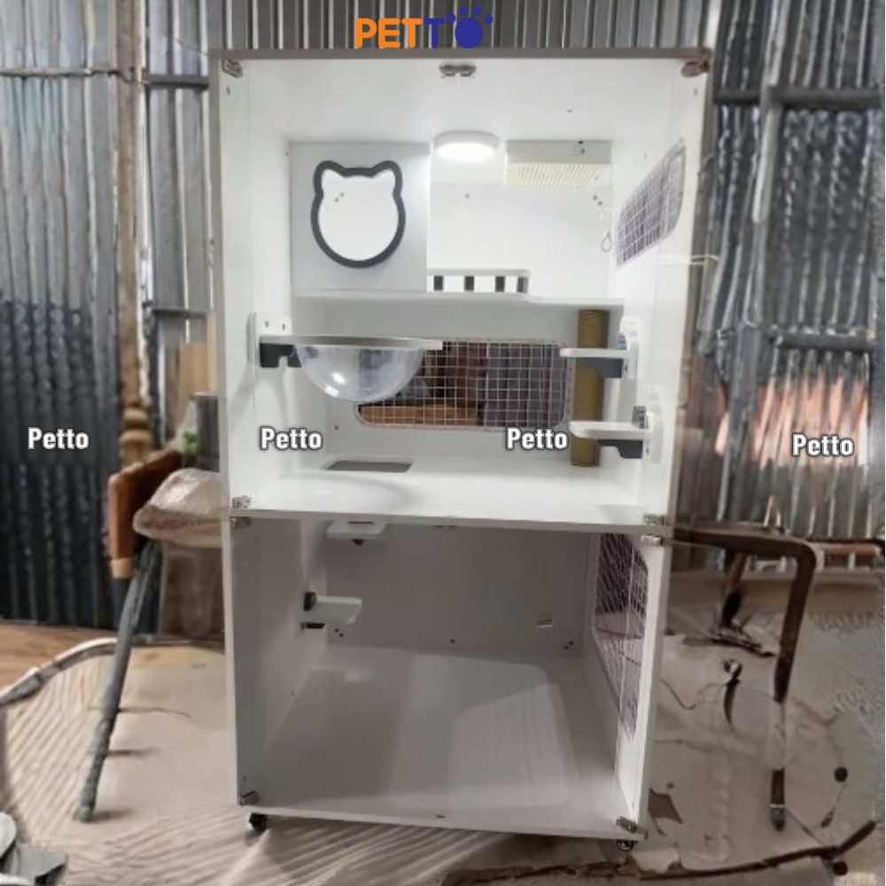Chuồng gỗ cho mèo lux gỗ Plywood trắng kích thước 900mm 900mm 1536mm CC306