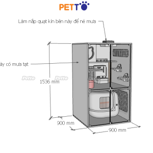 Chuồng gỗ cho mèo lux gỗ Plywood trắng kích thước 900mm * 900mm * 1536mm CC306