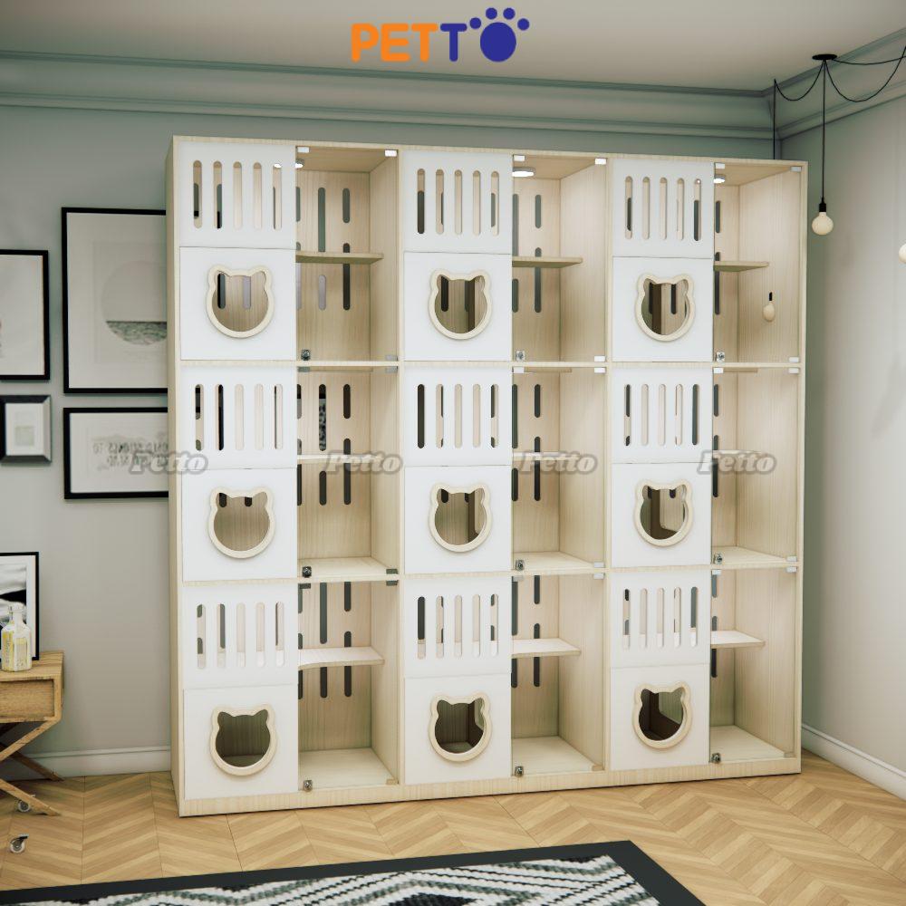 Chuồng mèo khách sạn MDF 9 phòng có thể thông nhau size 2400mm 600mm 2400mm CC327