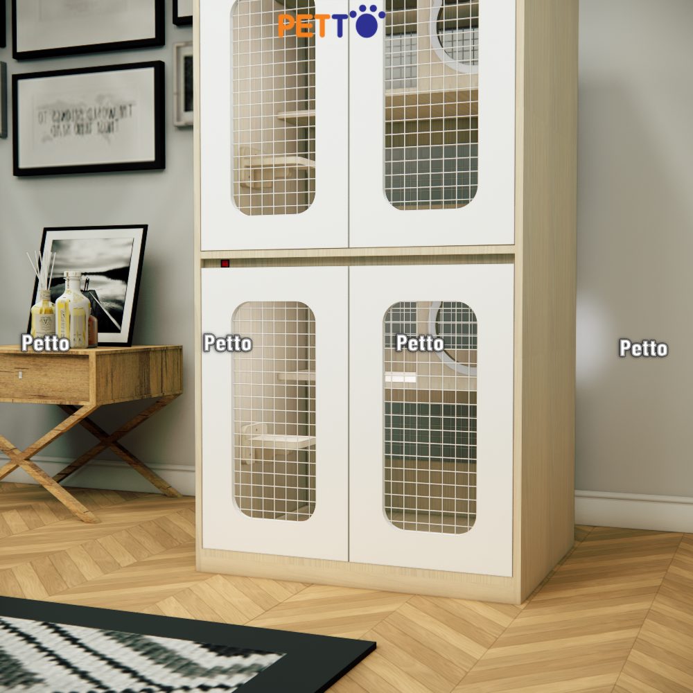 Chuồng mèo khách sạn gỗ MDF CC318