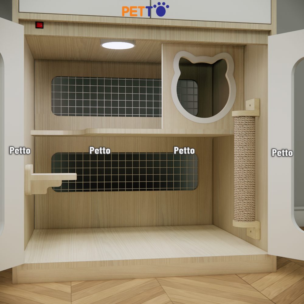 Chuồng mèo lưu trú bằng gỗ MDF basic CC317