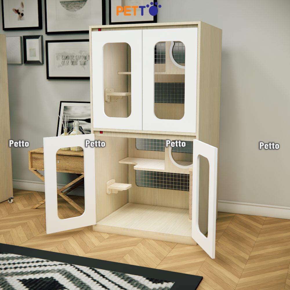 Chuồng mèo lưu trú bằng gỗ MDF basic size 800mm 600mm 1500mm CC317