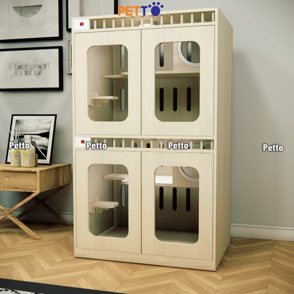 Chuồng mèo lưu trú gỗ MDF cửa lưới khung gỗ kích thước 900mm 600mm 1500mm CC319