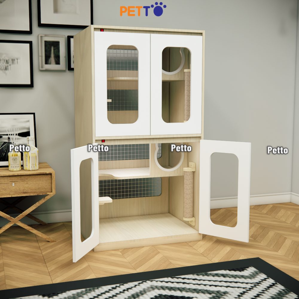 Chuồng mèo lưu trú gỗ MDF size 800mm 600mm 1500mm CC317