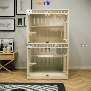 Khách sạn mèo bằng gỗ MDF cửa kính kích thước 900mm * 600mm * 1500mm CC322