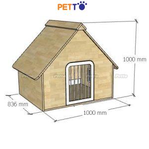 Nhà gỗ cho chó có mái lật gỗ cao su 1000 x 836 x 1000mm DH046