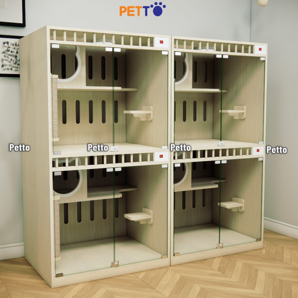 Phòng khách sạn cho mèo gỗ MDF size 800mm 600mm 1500mm CC313