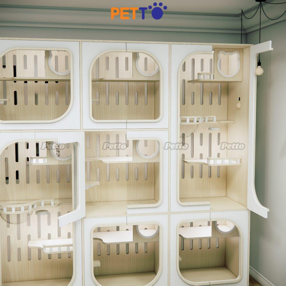 Phòng khách sạn lưu trú mèo bằng gỗ MDF có thể thông nhau CC329