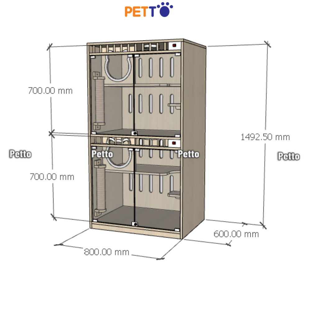 Phòng khách sạn mèo gỗ MDF CC313
