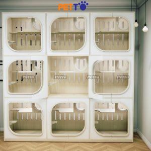 Phòng lưu trú mèo bằng gỗ MDF 9 phòng có thể thông nhau size 2400mm * 600mm * 2400mm CC328