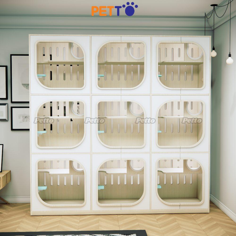 Phòng lưu trú mèo bằng gỗ MDF 9 phòng có thể thông nhau CC328