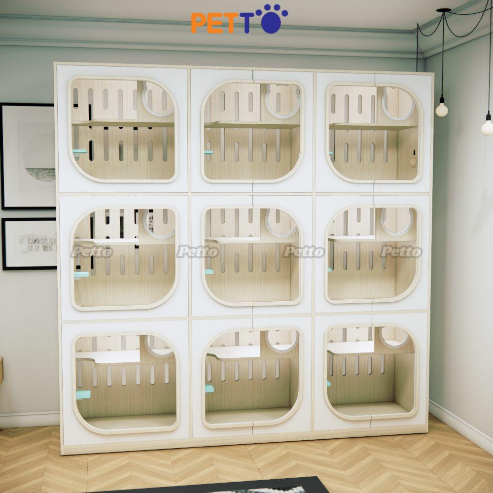 Phòng lưu trú mèo bằng gỗ MDF 9 phòng có thể thông nhau size 2400mm 600mm 2400mm CC328