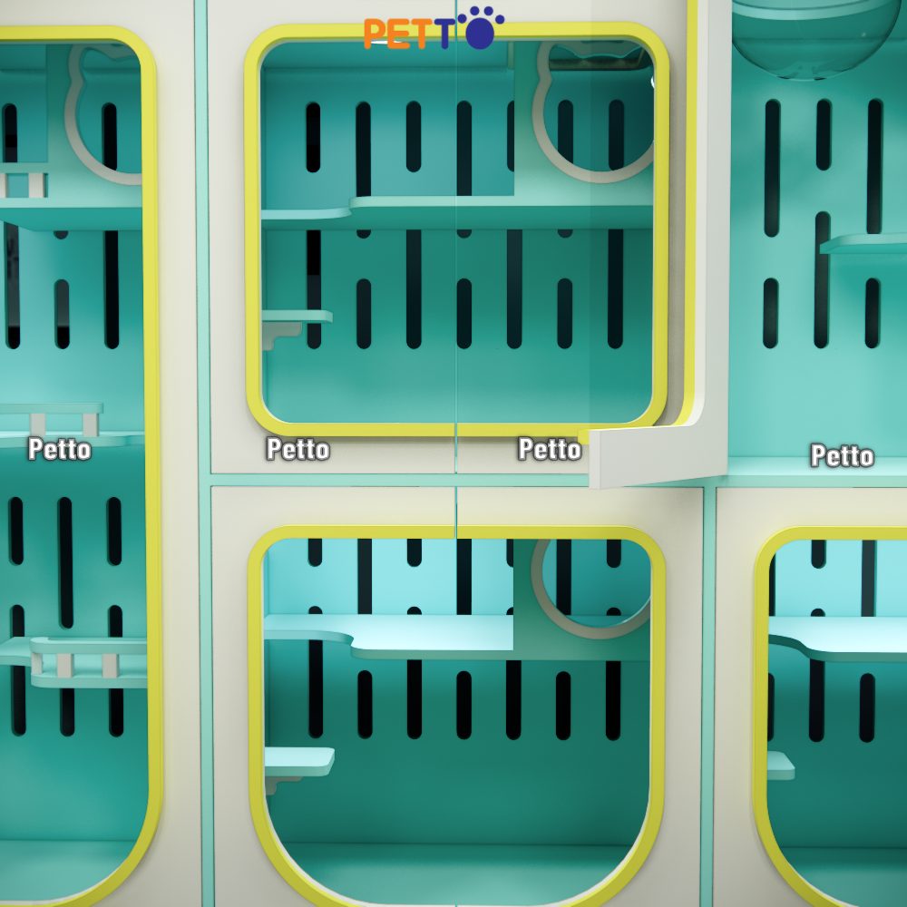 Phòng mèo khách sạn MDF 7 phòng có thể thông nhau