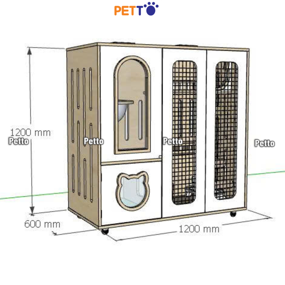 Tủ cho mèo cửa lưới lux gỗ Plywood CC310