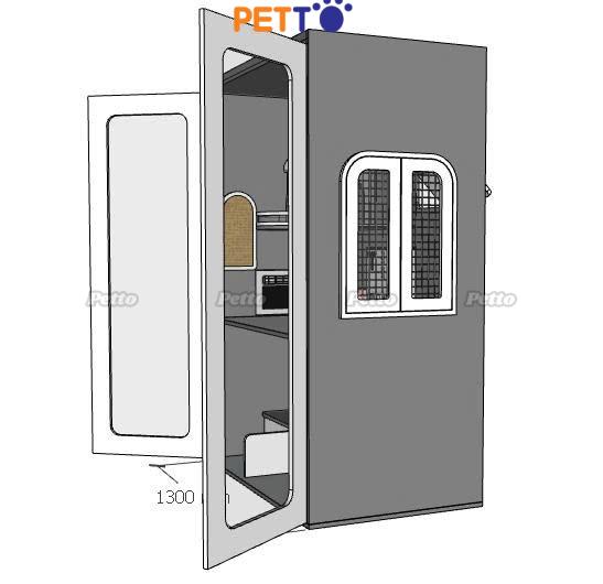 Tủ cho mèo gỗ Plywood màu xám kích thước 1300mm 800mm 1918mm CC307