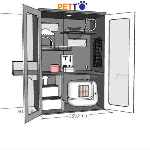 Tủ cho mèo lux gỗ Plywood màu xám kích thước 1300mm * 800mm * 1918mm CC307
