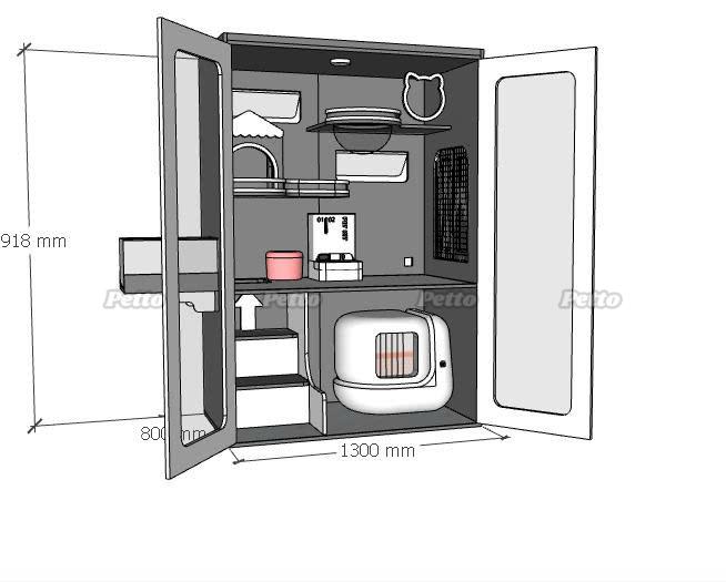 Tủ cho mèo lux gỗ Plywood màu xám kích thước 1300mm 800mm 1918mm CC307
