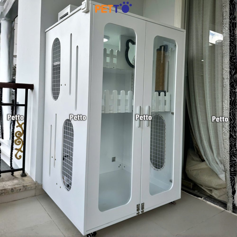 Tủ cho mèo lux gỗ Plywood trắng kích thước 900mm 800mm 1400mm CC305