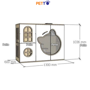 Tủ gỗ cho mèo lux gỗ Plywood hình mặt mèo size 1300mm * 600mm * 1036mm CC309 - Ảnh 2
