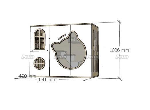 Tủ gỗ cho mèo gỗ Plywood hình mặt mèo size 1300mm 600mm 1036mm CC309