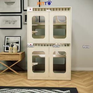 Tủ cho mèo lưu trú bằng gỗ MDF cửa lưới khung gỗ kích thước 900mm * 600mm * 1500mm CC321