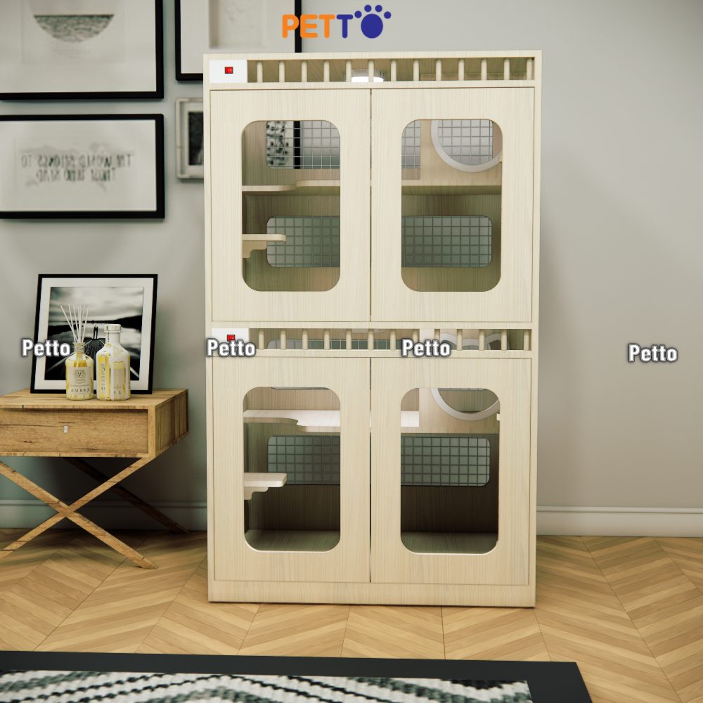 Tủ gỗ cho mèo lưu trú MDF cửa lưới khung gỗ kích thước 900mm 600mm 1500mm CC321