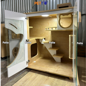 Tủ gỗ cho mèo lux gỗ Plywood hình mặt mèo size 1300mm * 600mm * 1036mm CC309 - Ảnh 5