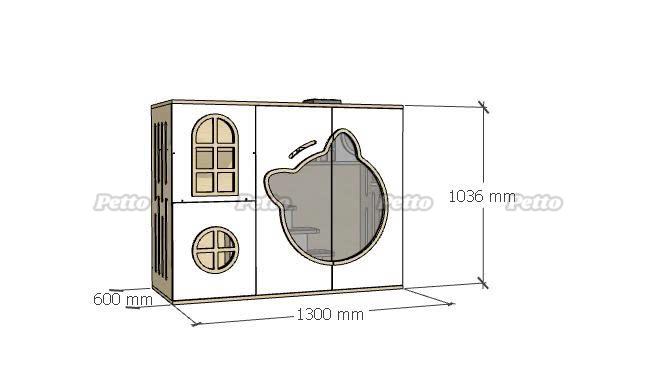 Tủ gỗ cho mèo lux gỗ Plywood hình mặt mèo size 1300mm 600mm 1036mm CC309