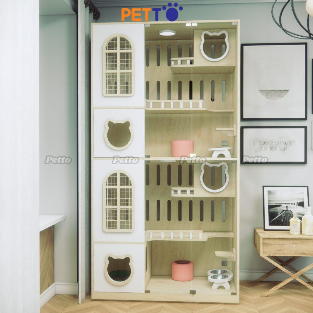 Tủ khách sạn lưu trú cho mèo VIP bằng gỗ Plywood CC333