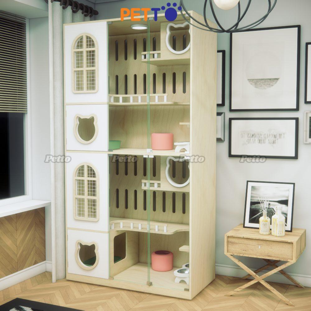 Tủ khách sạn lưu trú mèo VIP bằng gỗ Plywood CC333