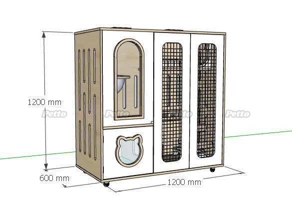 Tủ mèo cửa lưới lux gỗ Plywood size 1200mm 600mm 1200mm CC310