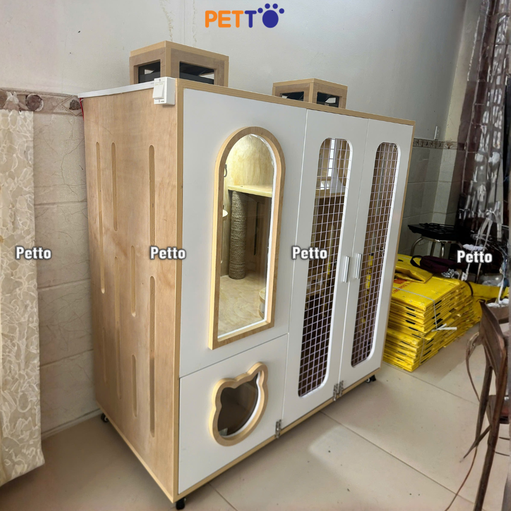 Tủ mèo cửa lưới lux gỗ Plywood size 1200mm 600mm 1200mm CC310