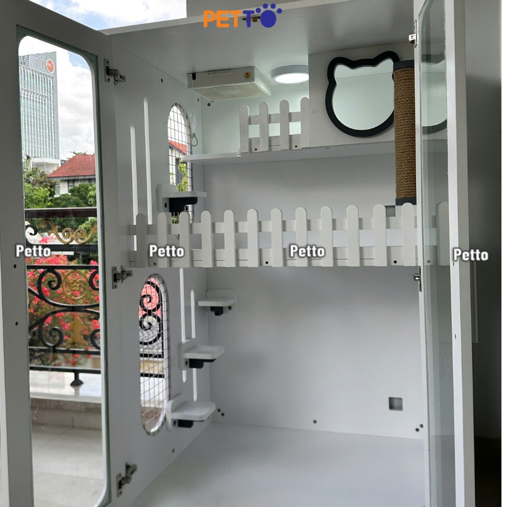 Tủ mèo gỗ Plywood trắng kích thước 900mm 800mm 1400mm CC305