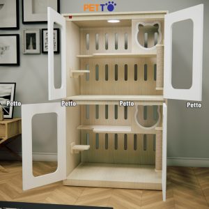 Tủ mèo lưu trú MDF cửa kính khung gỗ kích thước 900mm * 600mm * 1500mm CC320