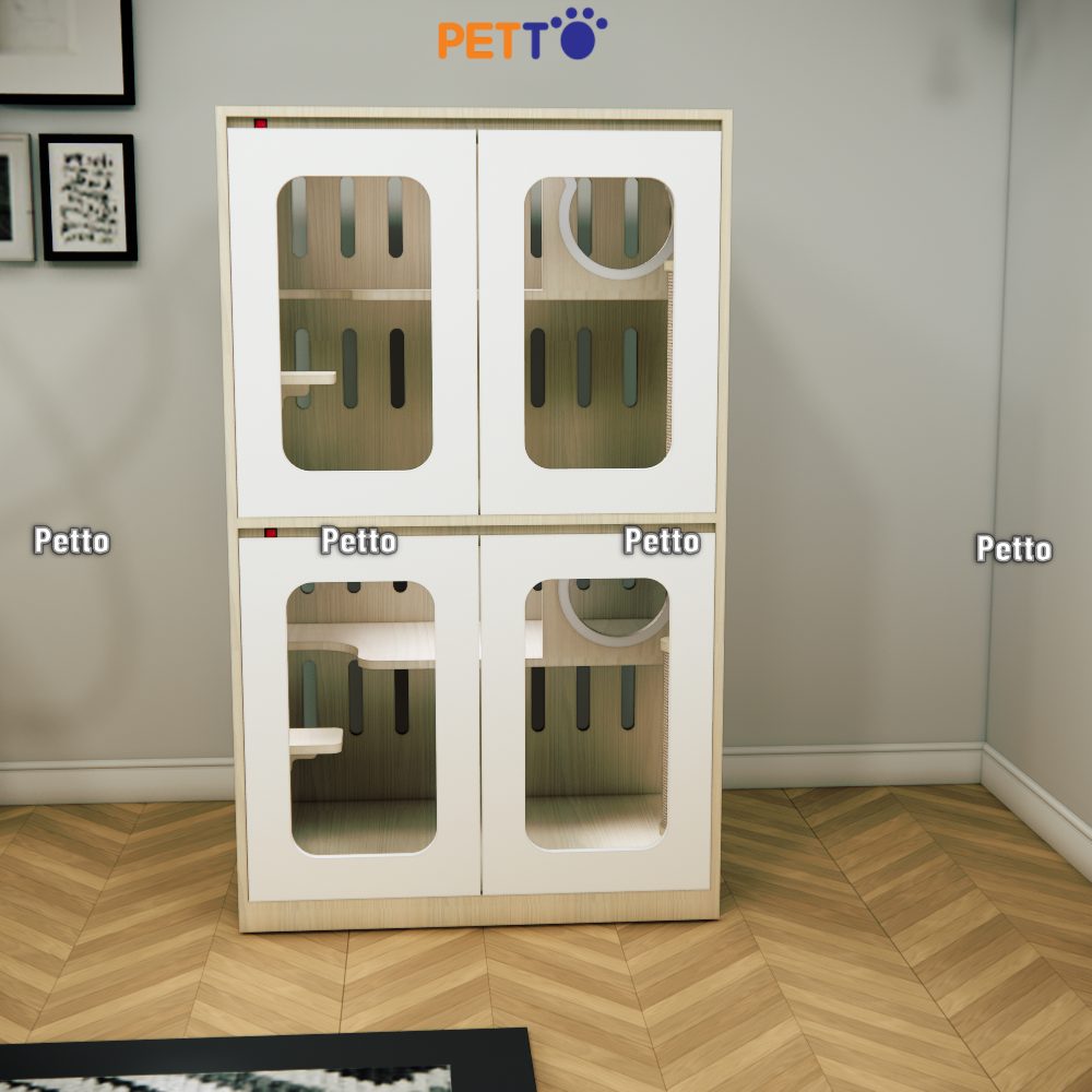 Tủ mèo lưu trú MDF cửa kính khung gỗ kích thướcCC320