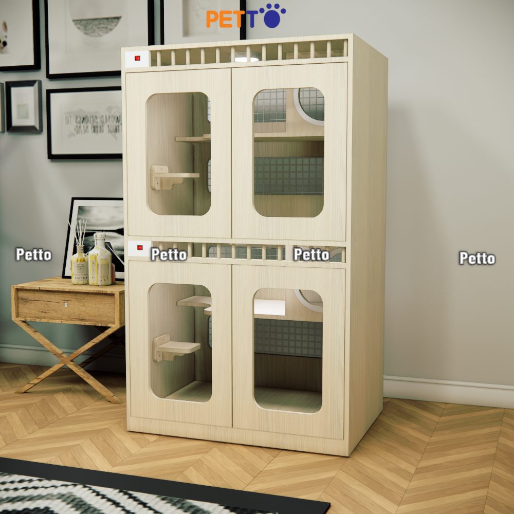 Tủ mèo lưu trú bằng gỗ MDF cửa lưới khung gỗ kích thước 900mm 600mm 1500mm CC321